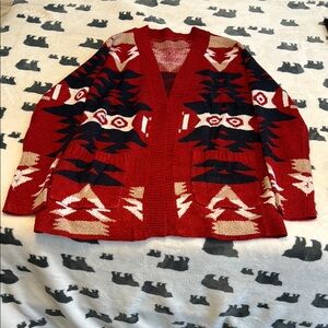 Red and Black Patterned Cardigan